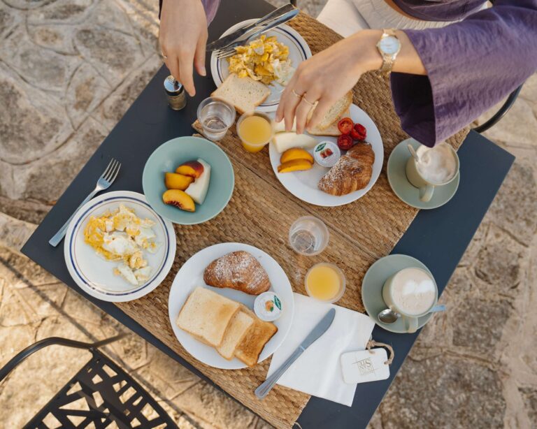 breakfast table birds eye shot